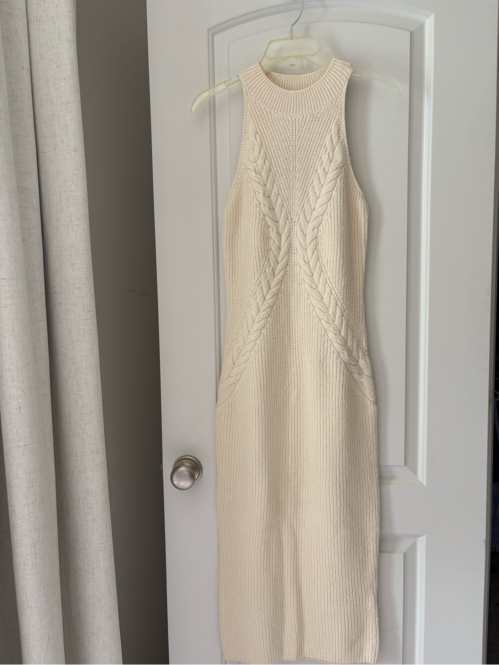 Express Cream Cable-Knit Sleeveless Maxi Dress